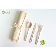 【100%植】環保餐具袋+甘蔗餐具組合(一組)